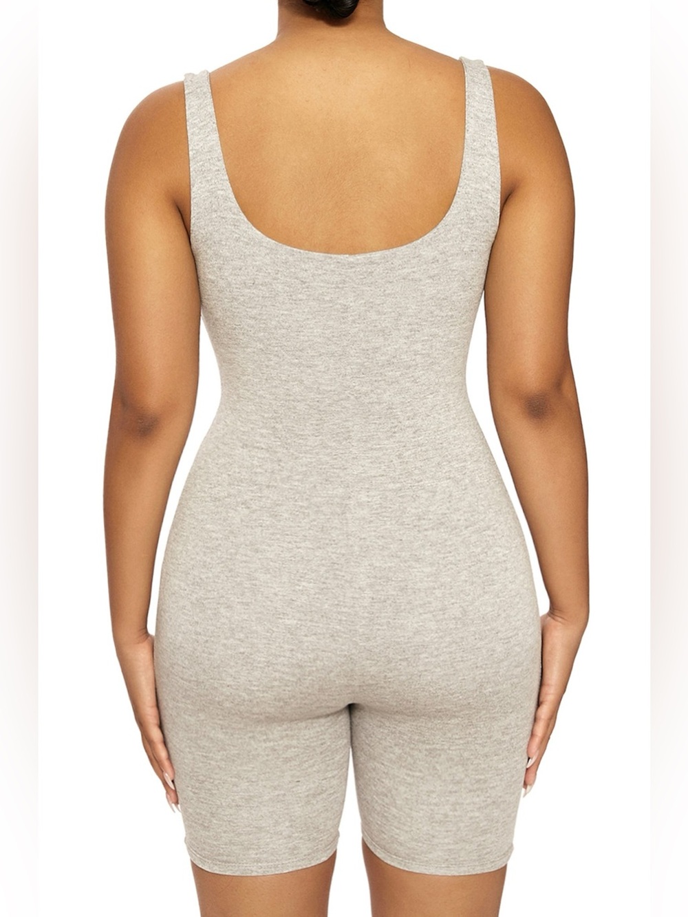 Naked Wardrobe Heather Grey Sculpt Sporty Romper Shortie Bodysuit Size Small - Picture 3 of 6